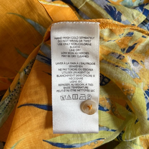 Maeve Anthropologie Puff-Sleeved Tropical Button down blouse top - Picture 4 of 6